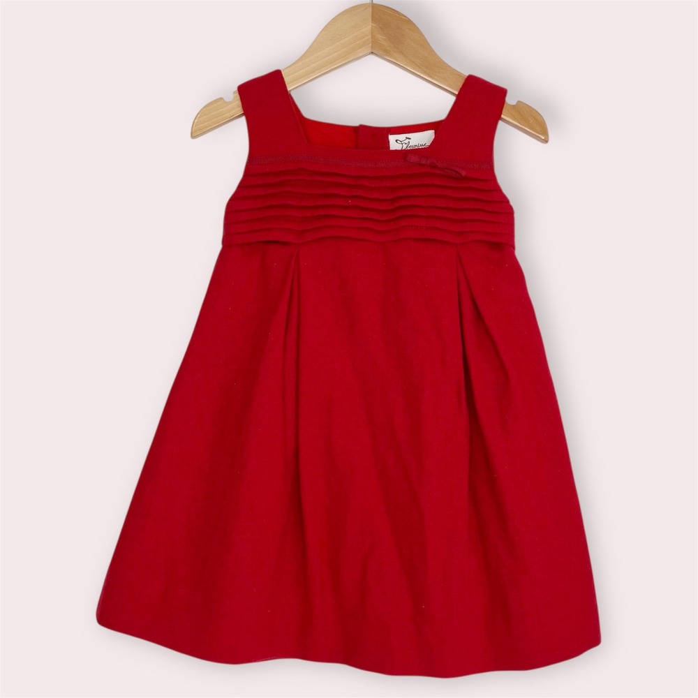 Fleurisse Sleeveless Dress Red Wool Blend Pleated Size 3 Toddler‎